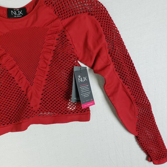 NWT Nux Active All Net Long Sleeve Top in Crimson size M/L Athleisure Yoga Gym - Picture 10 of 16